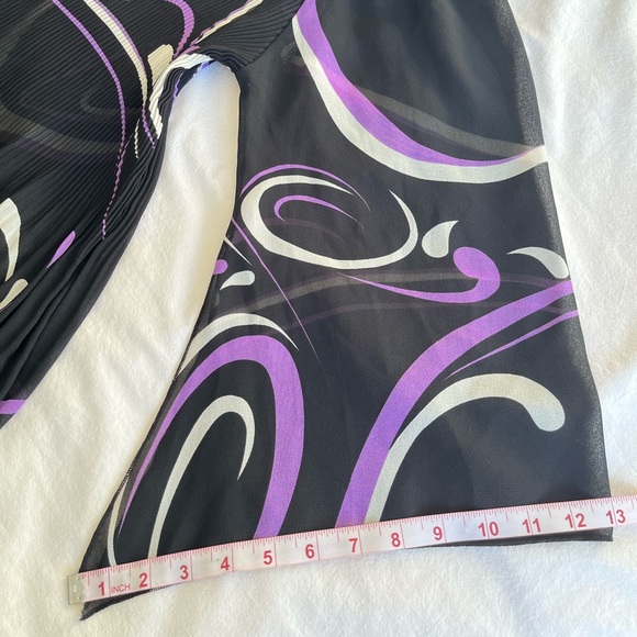 VTG C.O.C. USA Micro Pleated Striped Plisse Top Black Purple, XL Avant Garde Y2K - Picture 8 of 13